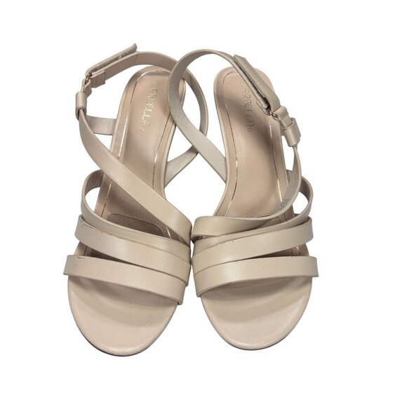Marbella Womens Beige Strappy Heels Size 8M Open Toe Sandals With Buckle Strap - Picture 2 of 7
